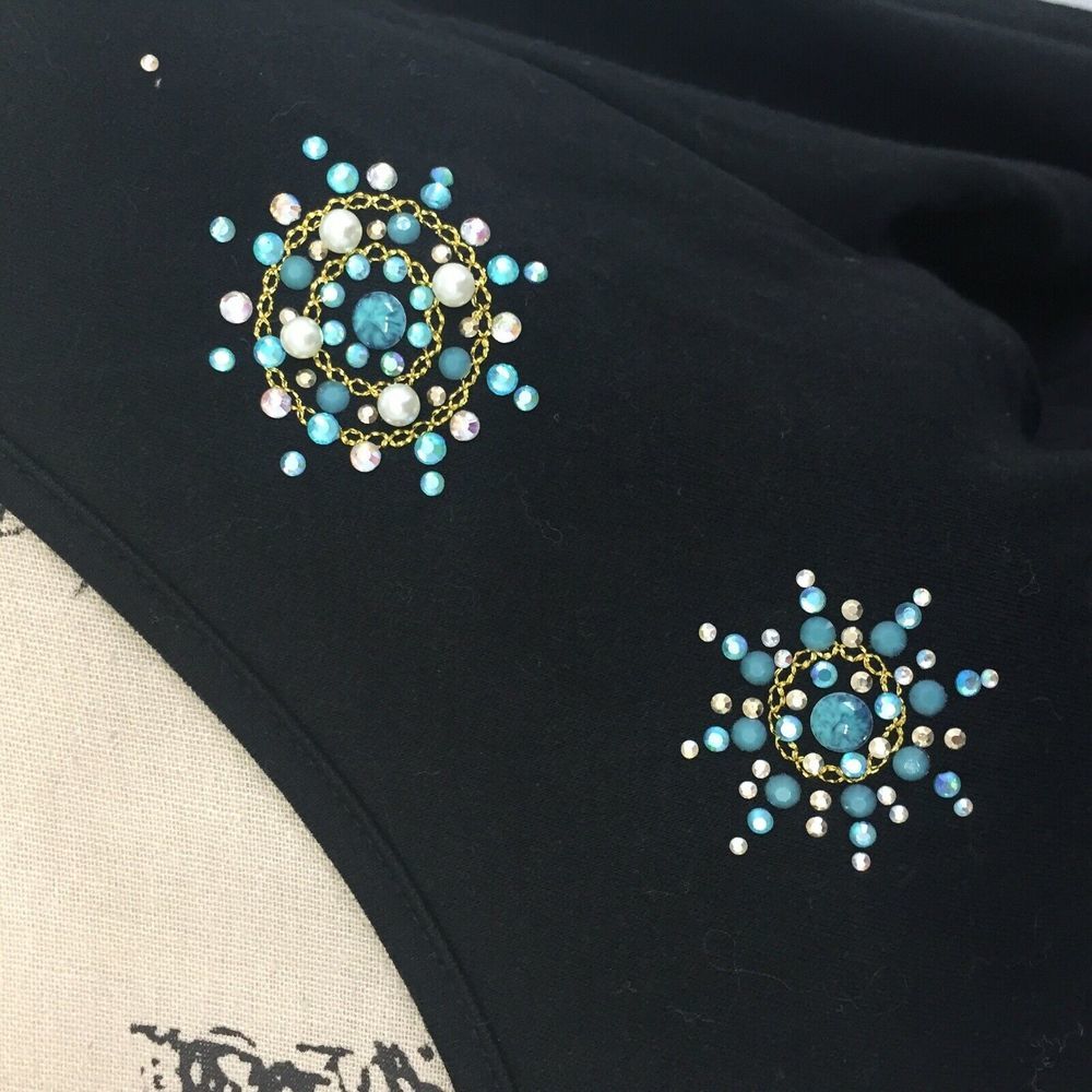 Quacker Factory L Large Shirt Black Beaded - Picture 3 of 7